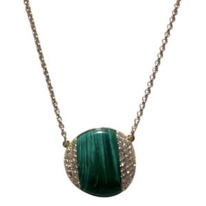 Talbots long necklace with crystal and malachite pendant